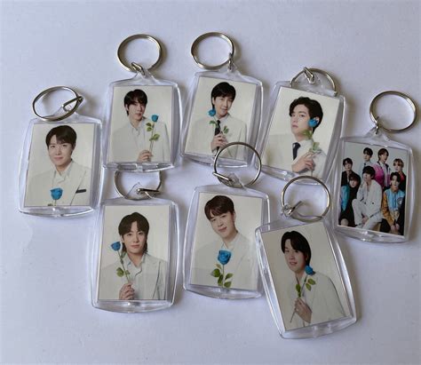 Bts Blue Rose Keyrings Bts Rm Jin Jhope Suga Jimin V Etsy