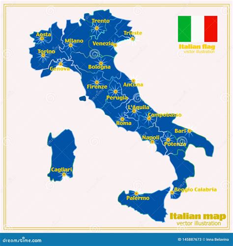 Mapa De it lia Regi es Italianas E Infographic Ilustração do Vetor