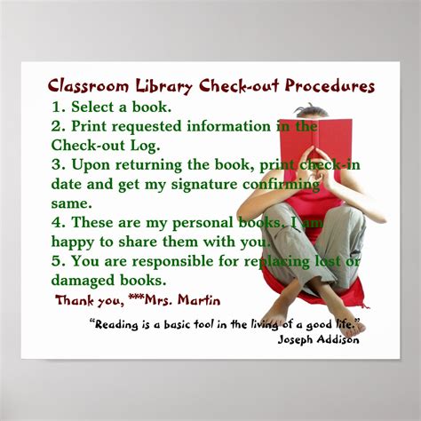 Classroom Library Rules Poster Zazzle