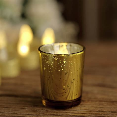 12-Pack Gold Mercury Glass Tealight Holders | eFavormart.com