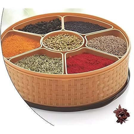 Oblivion Plastic Round Masala Dabba With Multiple Compartment Spice