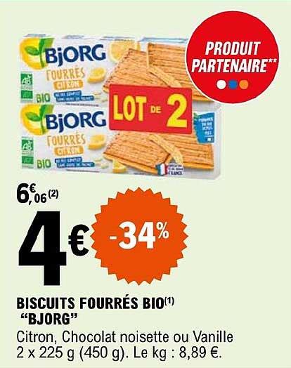 Promo Biscuits Fourrés Bio bjorg chez E Leclerc iCatalogue fr