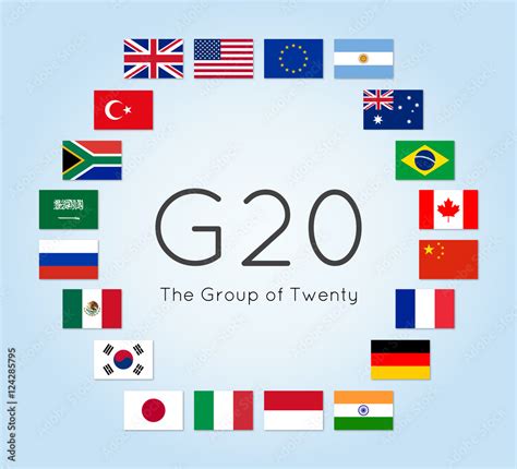 Vector Illustration Of G 20 Countries Flags The Group Of Twenty The