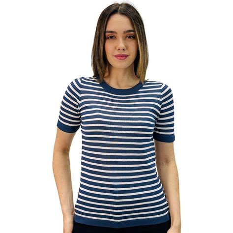 Blusa Listrada Feminina Manga Curta Rd