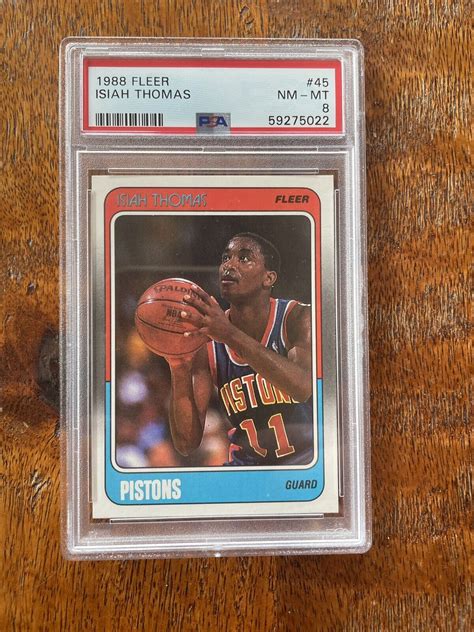 1988 FLEER ISIAH THOMAS HOF 45 DETROIT PISTONS PSA 8 NM MT 5022