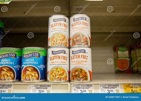 Progresso Canned Gluten Free Soup At Store Editorial Photography