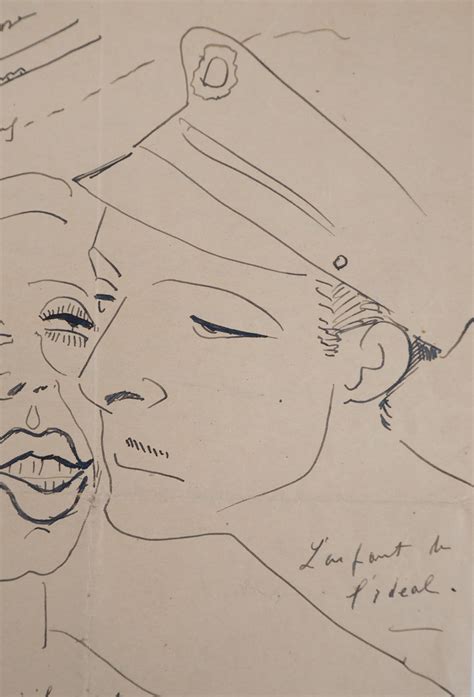 Francis Picabia Couple The Kiss Original Ink Drawing Handsigned