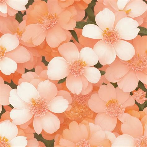 Premium PSD Pink And Orange Flower Patterns Background With White Flowers