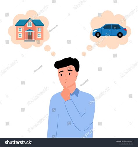 Man Thinking Buy House Car Concept Stock Vector (Royalty Free