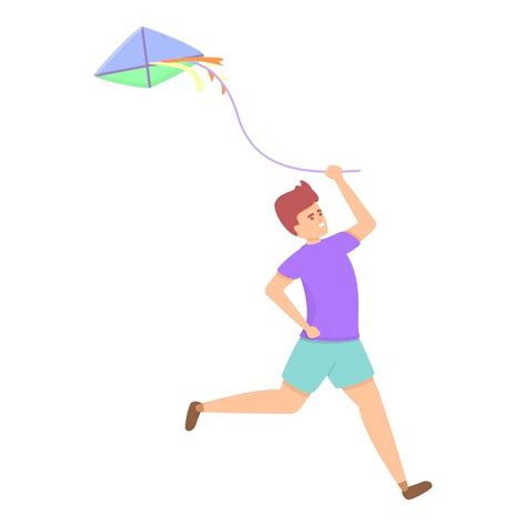 Premium Vector Enjoy Playing Kite Icon Cartoon Of Enjoy Playing Kite