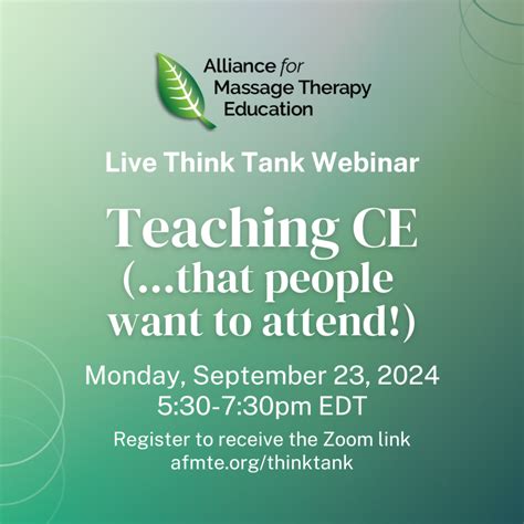 Webinars And Continuing Education Classes Alliance For Massage Therapy Education