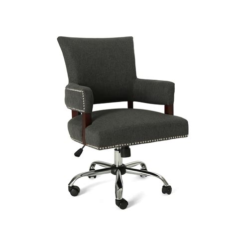 May Traditional Home Office Chair Dark Gray And Chrome