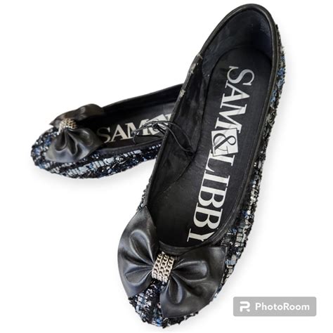 Sam And Libby Shoes Sam Libby Tweed Chelsea Bow Ballet Flats Black