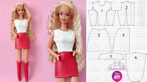 160 blusa falda y botas para Barbie antigua patrones en la descripción