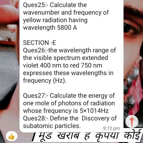 Ques25 Calculate The Wavenumber And Frequency Of Yellow Radiation Havin