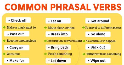 10 Most Common Phrasal Verbs In English Printable Templates Free