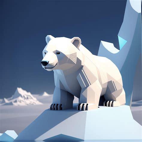 Premium AI Image | 3d polar bear sitting on an iceberg in a northern ...