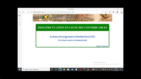 Direction Des Impots Notion D Immatriculation En Ligne Des Personnes