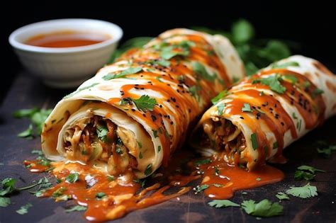 Premium Photo | Spicy Chicken Burrito with Fiery Sauce best burrito image