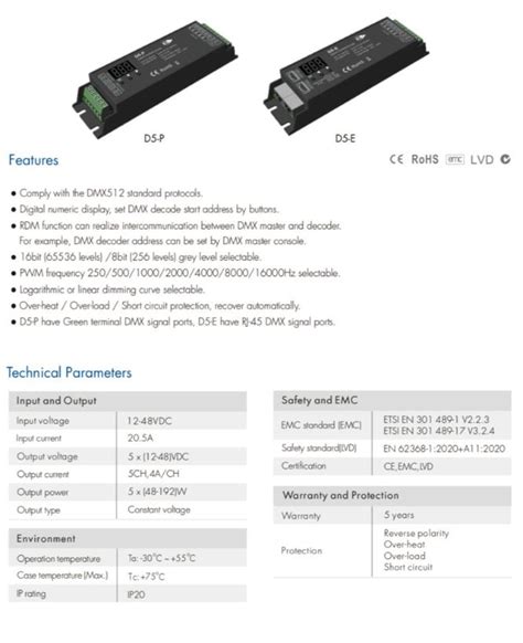 Channel Constant Voltage Dmx Rdm Decoder D P Ws Ws B