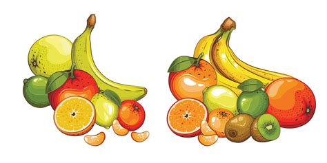 Fruit Mix Isolated Vector Illustration Fruits Colorful Illustrations