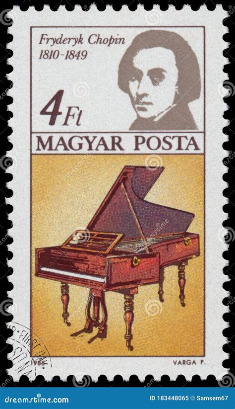 Stamp Printed In Hungary Shows Frederic Chopin Editorial Image Image