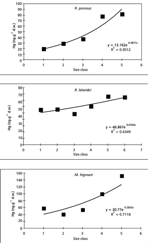 Relationship Between Hg Concentrations On A Dry Weight Basis And Size Download Scientific