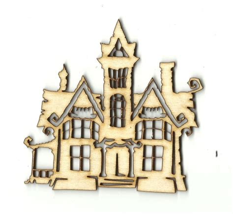 Haunted House Laser Cut Out Unfinished Wood Shape Craft Etsy