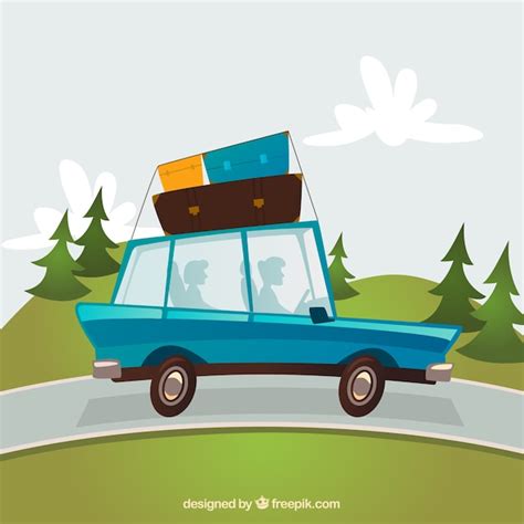 Free Vector Cartoon Traveling Car