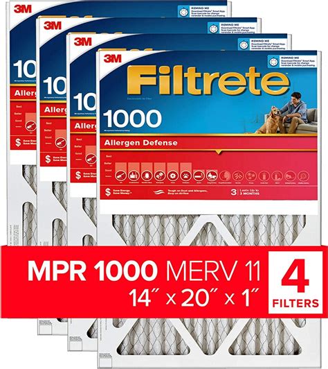 Filtrete 14x20x1 Air Filter Mpr 1000 Merv 11 Allergen Defense 4 Pack