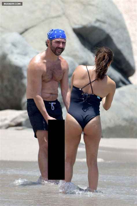 Eva Longoria Nude Ass In Blue Swimsuit On The Beach In St Barts 2018