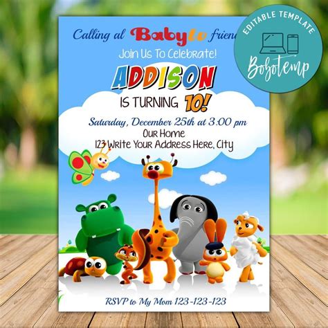 Printable Baby TV Show Birthday Invitation Instant Download | Bobotemp