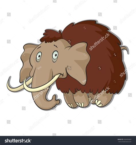 Vector Illustration Brown Mammoth Cartoon Character Stock Vector ...