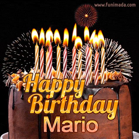 Chocolate Happy Birthday Cake for Mario (GIF) | Funimada.com