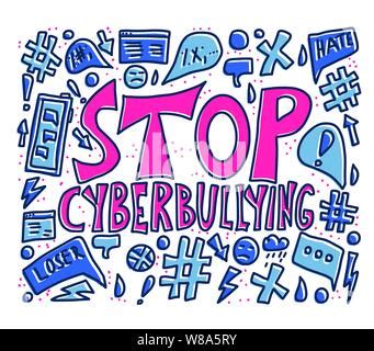 Stop cyberbullying slogan with design elements. Vector stylized text and decoration Stock Vector ...