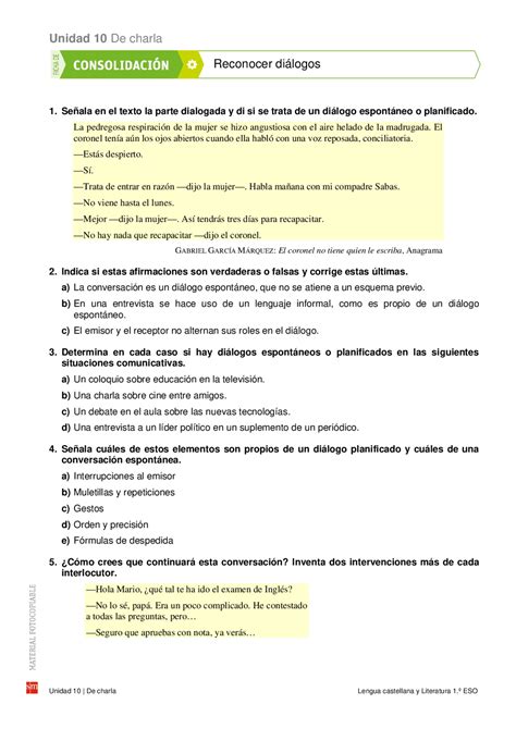 obturador Archivo sed ejercicios lengua castellana 1º eso Polvo