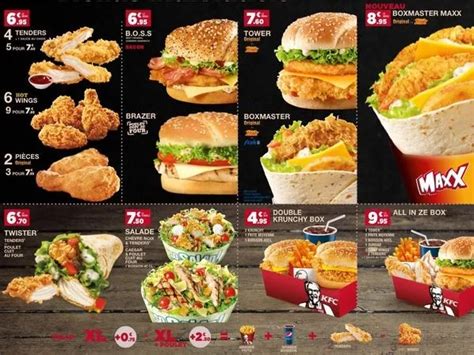 KFC Menu Et Tarifs Actualisés France Carte 2024