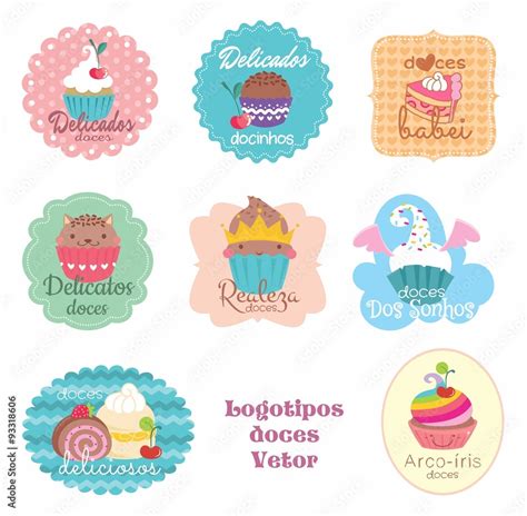 Vetor do Stock: Etiquetas, tags. adesivos doces, docinhos, doce, logo ...