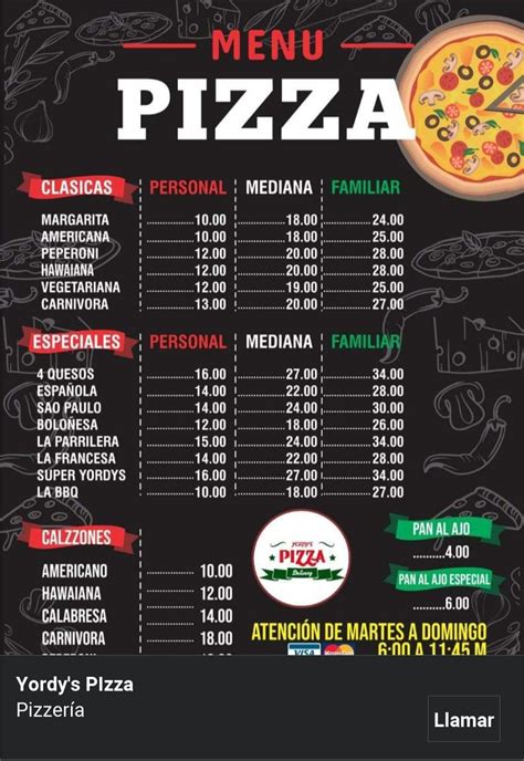 Carta pizzería Diseño de menús de pizzas Menú de pizza Nombres de pizza