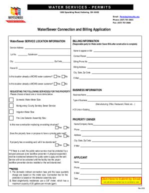 Fillable Online Water Sewer Connection And Billing Application Mcohio