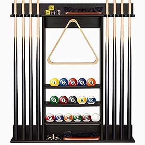 Pool Cue Rack Purbambo Bamboo Wall Mount Pool Sticks Holder Holds