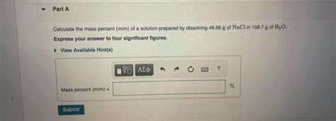 Solved Calculate The Mass Percent M M Of A Solution