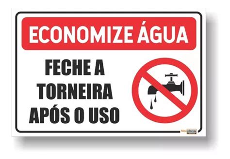 Placa Economize Agua Feche A Torneira Apos O Uso 30x20cm