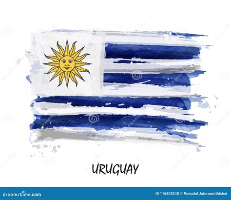 Realistic Watercolor Painting Flag Of Uruguay Vector Stock Vector