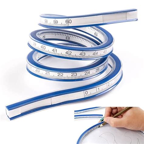 STCRERAG Flexible Curve Ruler 60cm Flexible Ruler Plastic Measure