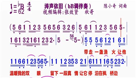 【张效贤爱音乐】动态伴奏bb调《涛声依旧》简谱 2万粉丝1万作品音乐视频 免费在线观看 爱奇艺