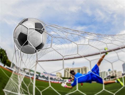 Soccer ball in goal — Stock Photo © anekoho #26393175