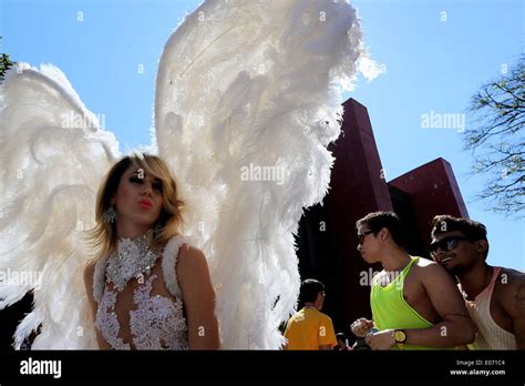 Sao Paulo Brazil 4th May 2014 A Person Poses During The Gay Pride Parade In Sao Paulo