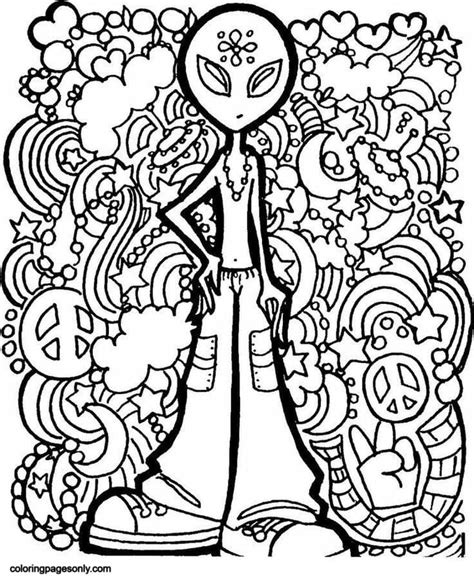 Trippy Alien Coloring Pages Free Printable Coloring Pages The Best