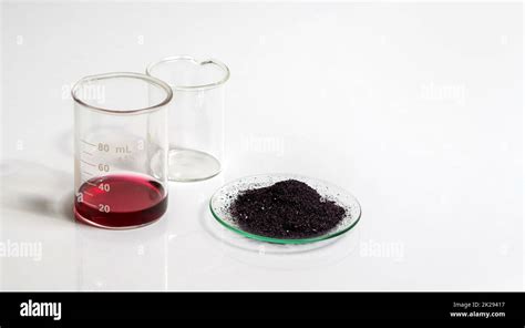 Cosmetic Chemicals Ingredient On White Laboratory Table Potassium Permanganate Liquid Kmno4